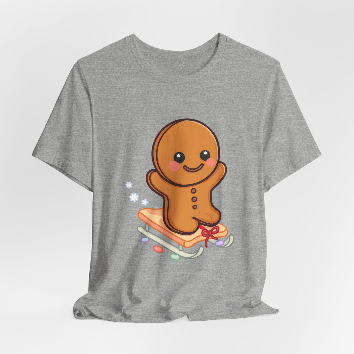 Gingerbread Man T-Shirt – Kawaii Holiday Sledding