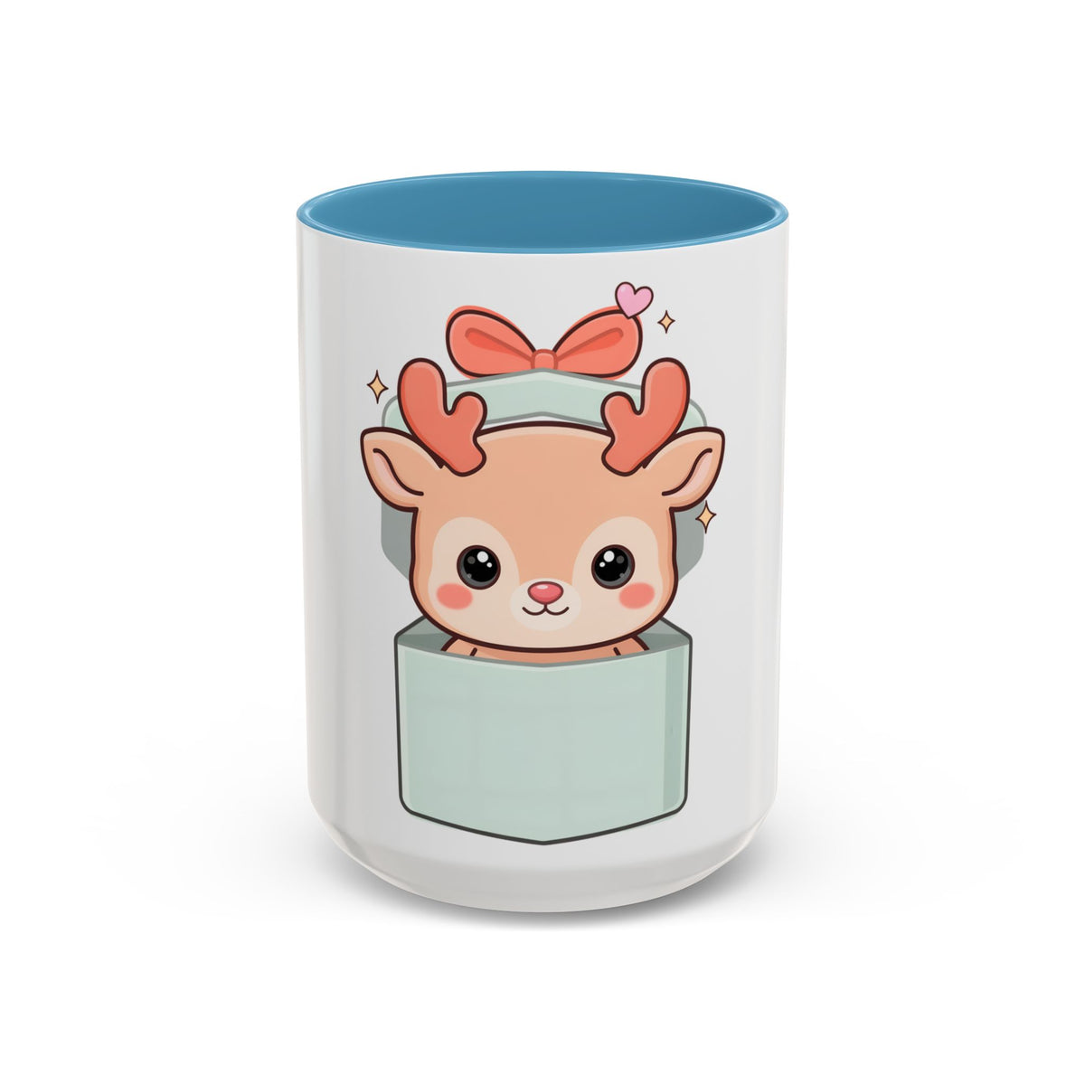 Kawaii Reindeer Christmas Mug, 11oz or 15oz Accent Coffee Mug