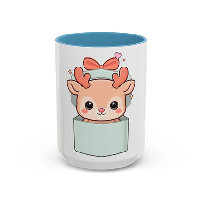 Kawaii Reindeer Christmas Mug, 11oz or 15oz Accent Coffee Mug
