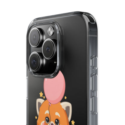 Kawaii Red Panda Clear Impact-Resistant Case with Balloon