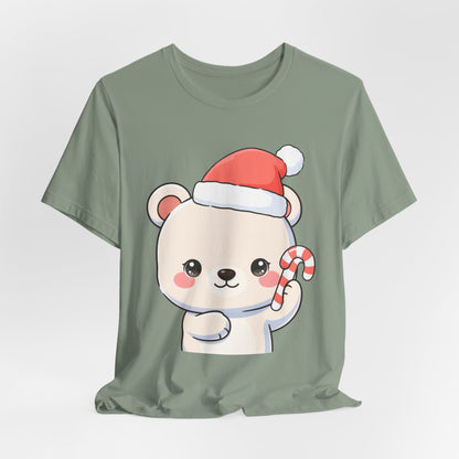 Kawaii Polar Bear Christmas Tee, Cute Holiday Gift