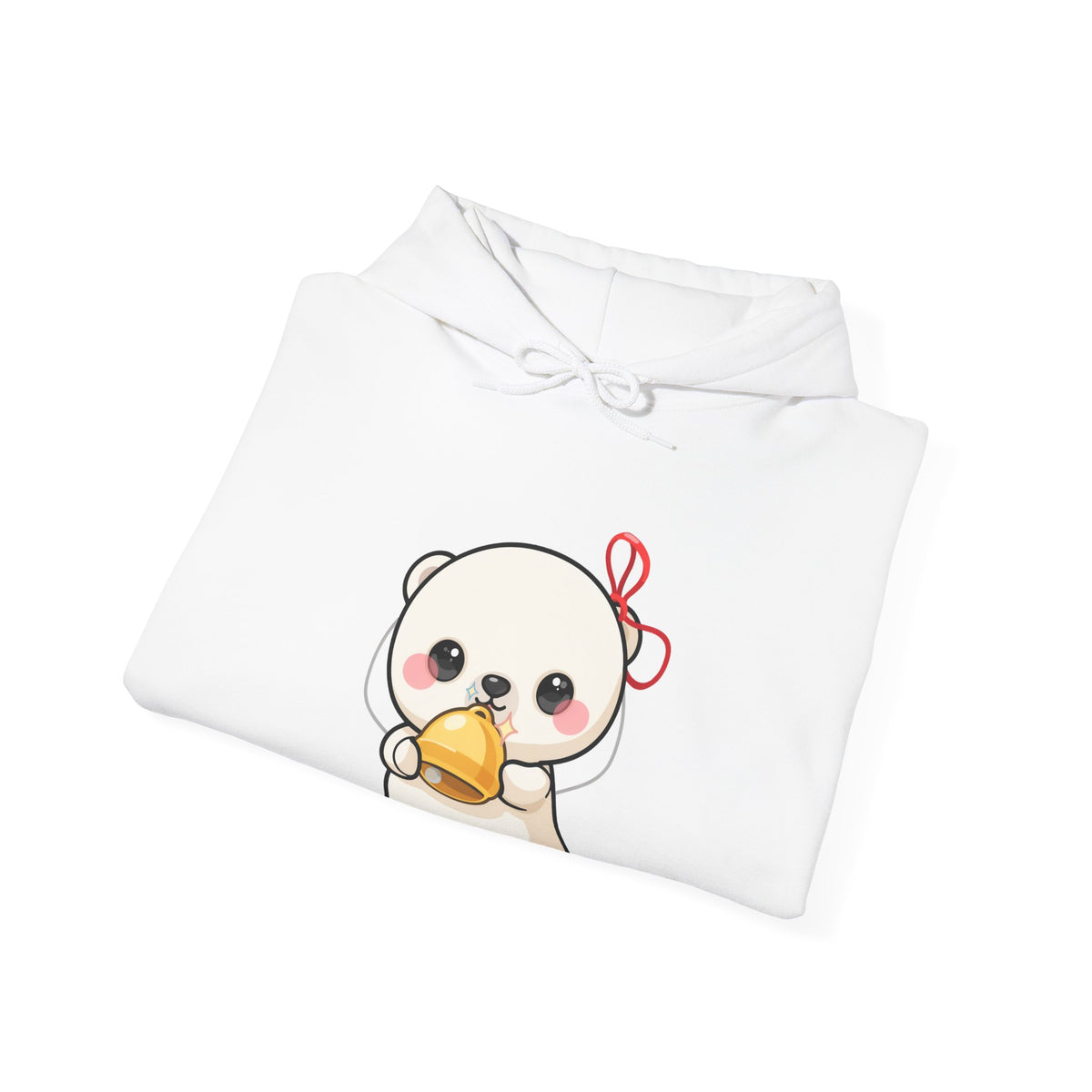Kawaii Polar Bear Hoodie, Cute Jingle Bell Sweatshirt