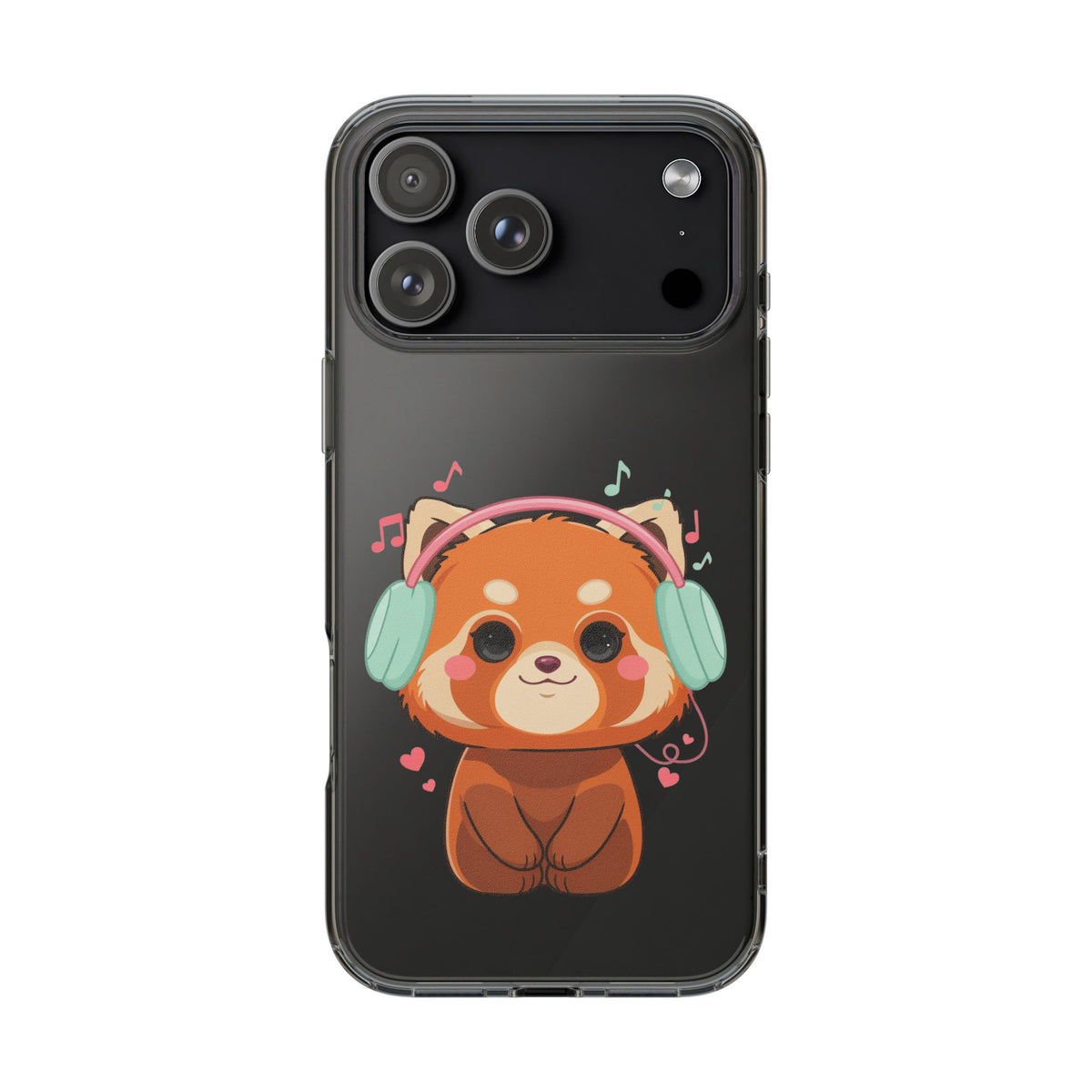 Red Panda Phone Case, Kawaii Music Lover Clear Case