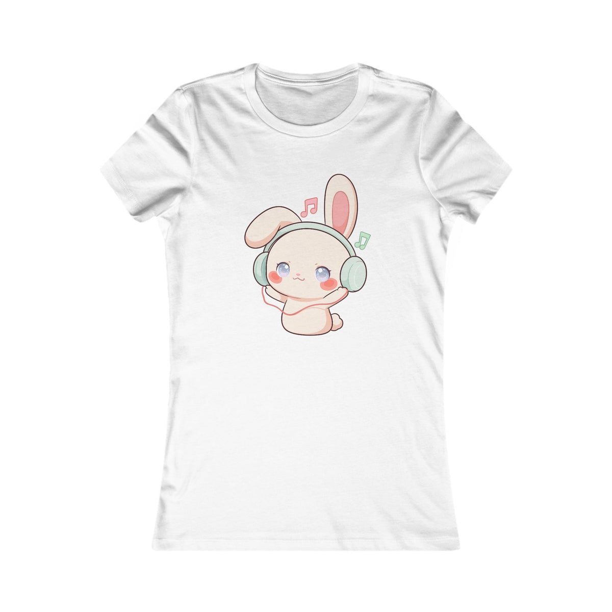Kawaii Bunny Music Shirt for Women, Cute Headphone Rabbit Tee