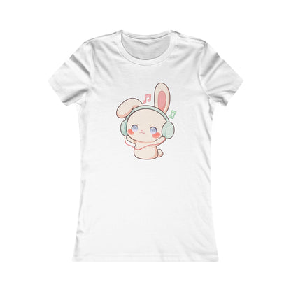 Kawaii Bunny Music Shirt for Women, Cute Headphone Rabbit Tee