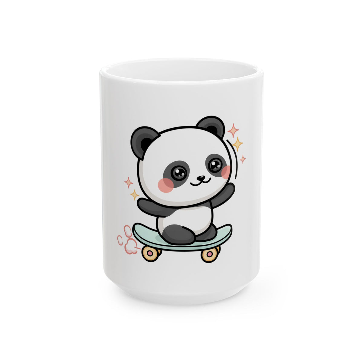 Skateboard Panda Mug, Cute Kawaii Ceramic Cup