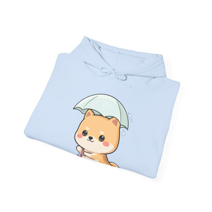 Kawaii Shiba Inu Hoodie, Cute Umbrella Dog Sweatshirt