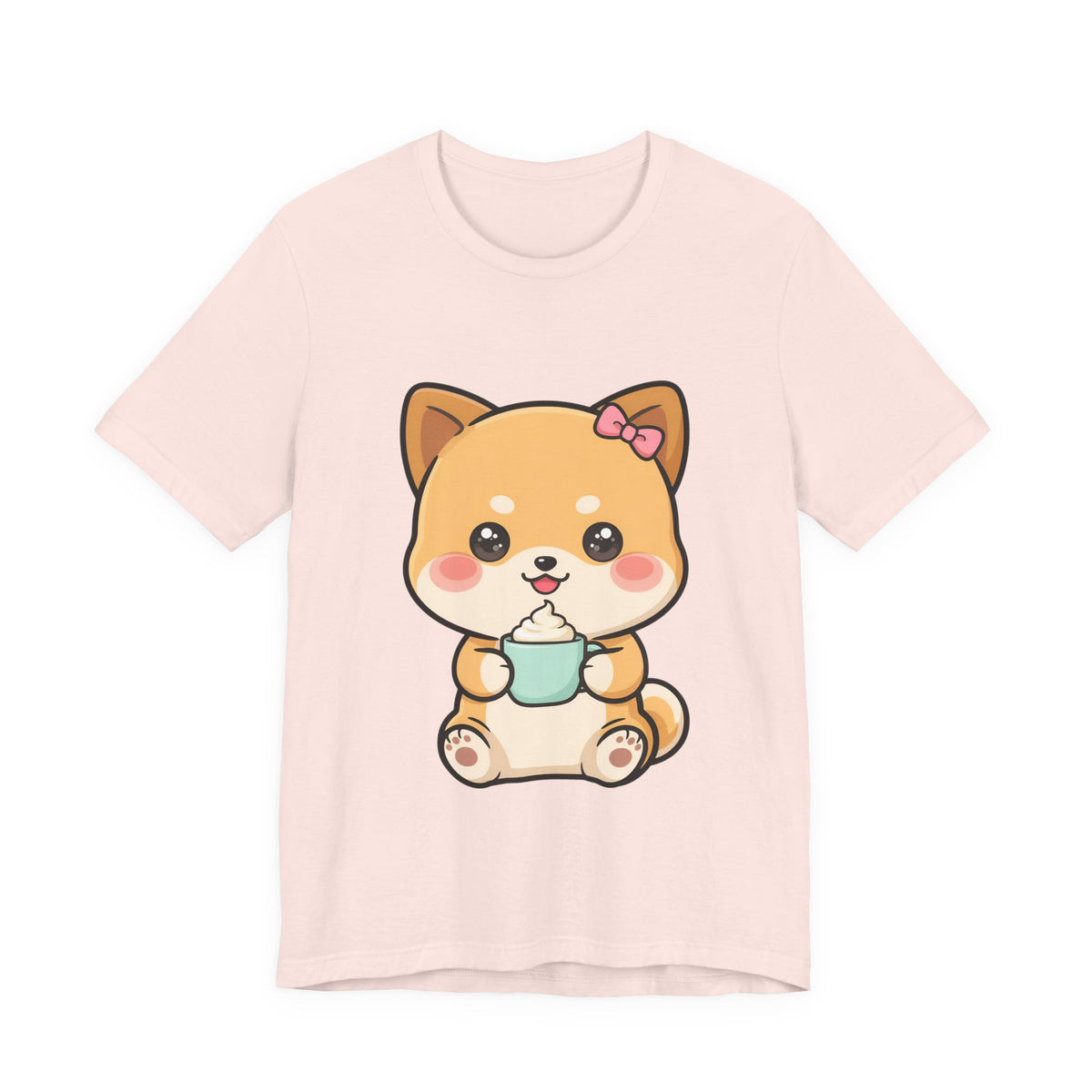 Kawaii Shiba Inu Coffee T-Shirt, Cute Latte Lover Tee
