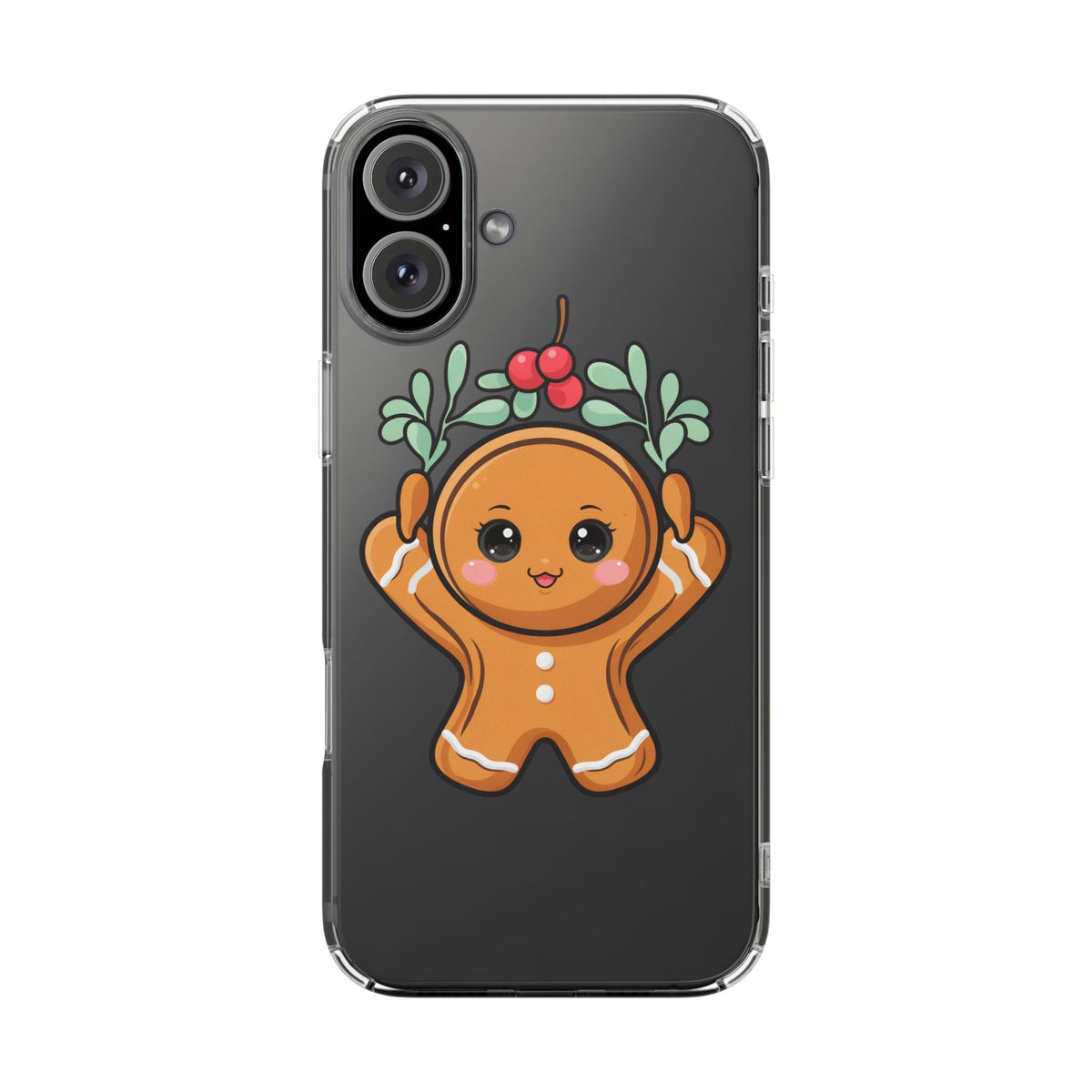 Kawaii Gingerbread Phone Case with Mistletoe Cheer