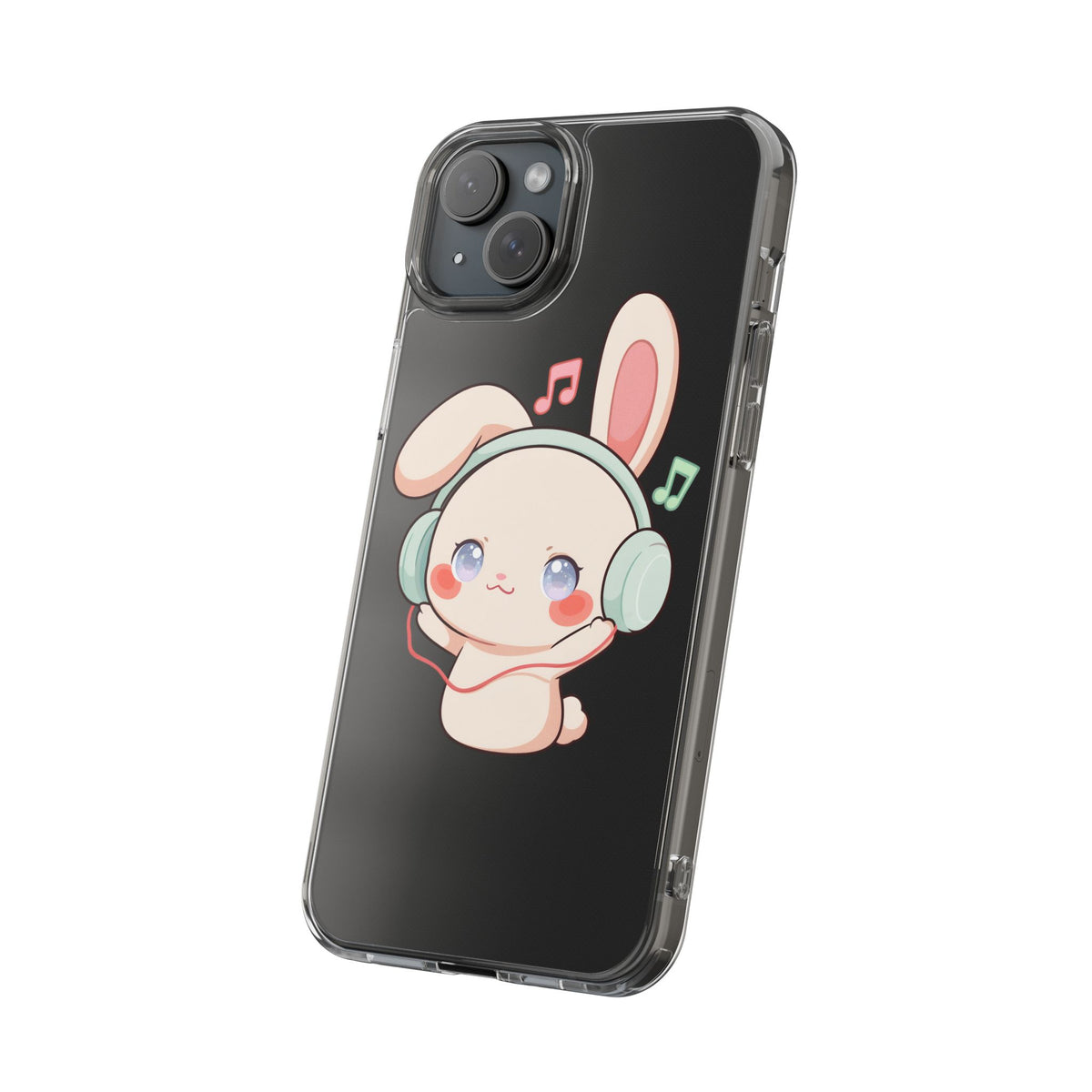 Kawaii Bunny Phone Case, Cute Music Lover Gift
