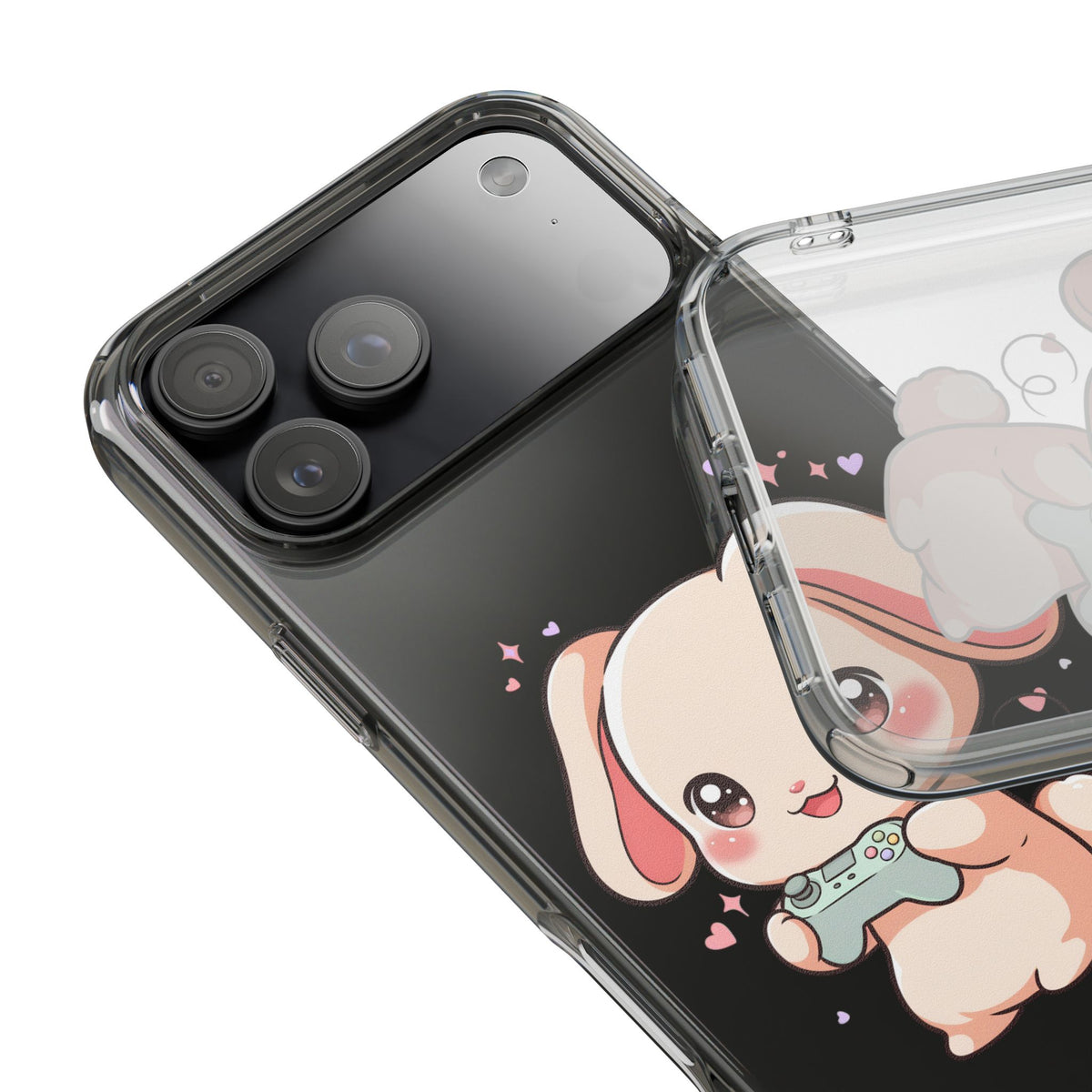 Kawaii Bunny Gamer Clear Impact-Resistant Phone Case
