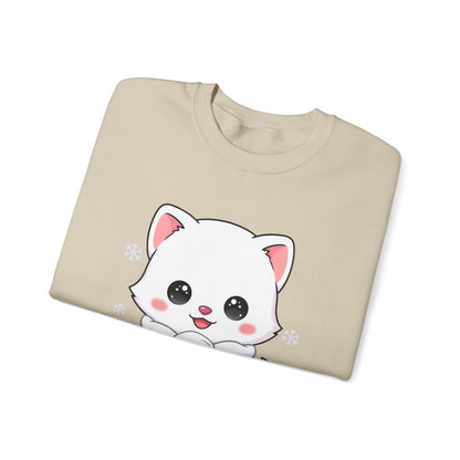 Kawaii Arctic Fox Sweatshirt, Cute Winter Animal Crewneck