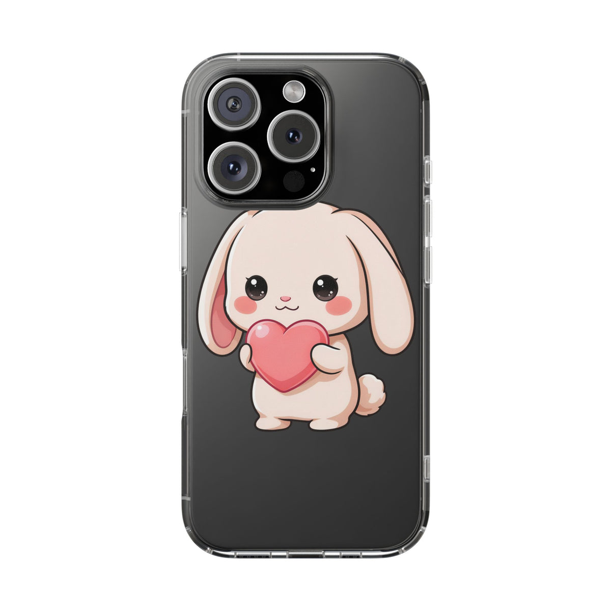 Kawaii Bunny Clear Phone Case with Heart
