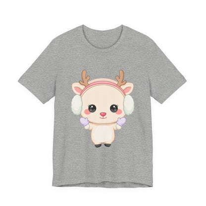 Kawaii Reindeer T-Shirt, Cute Winter Animal Tee