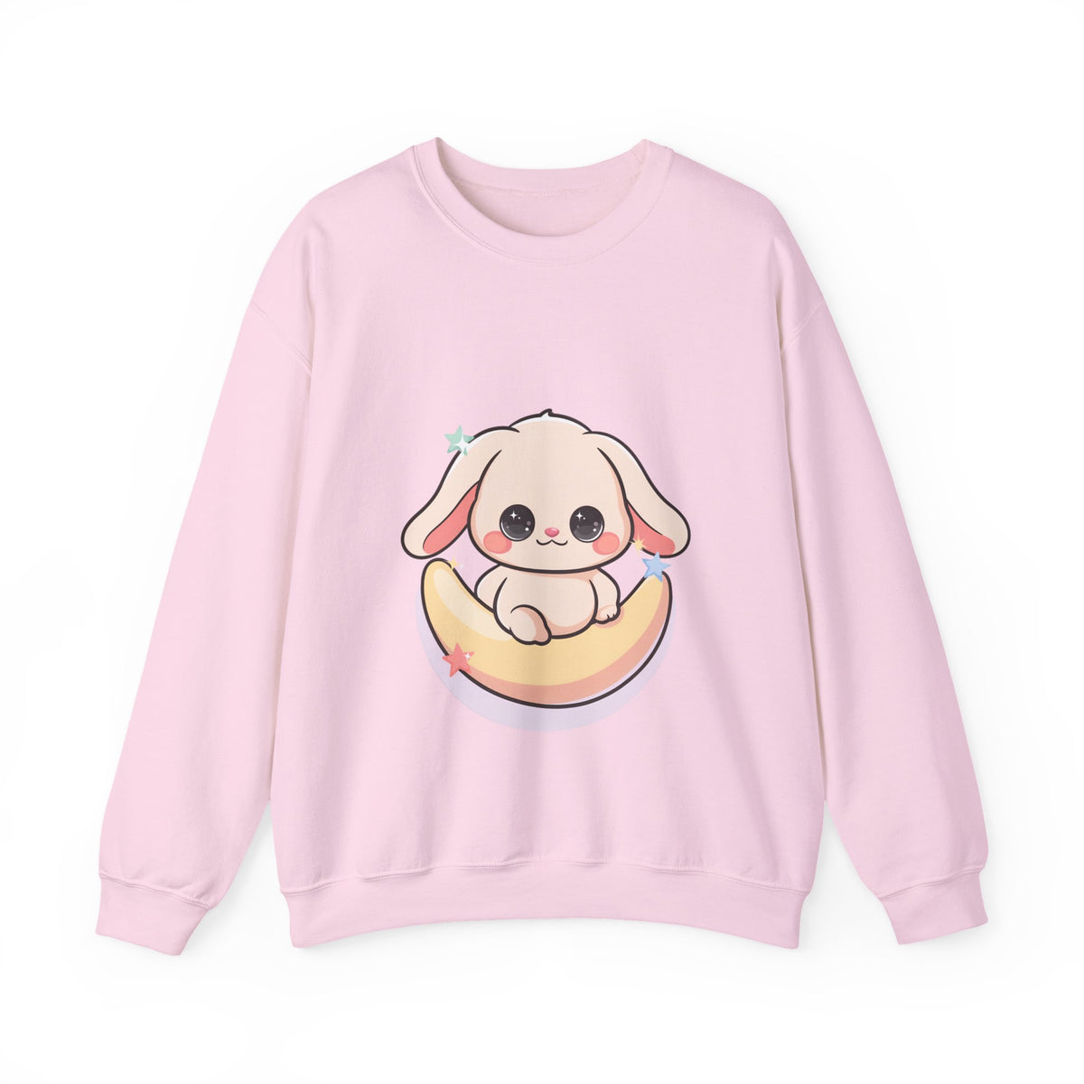 Kawaii Bunny Sweatshirt, Cute Crescent Moon Gift