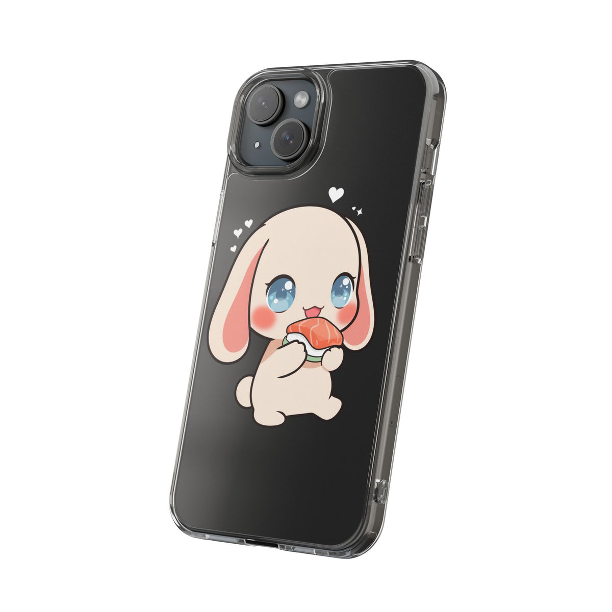 Kawaii Bunny Sushi Phone Case, Clear Impact-Resistant