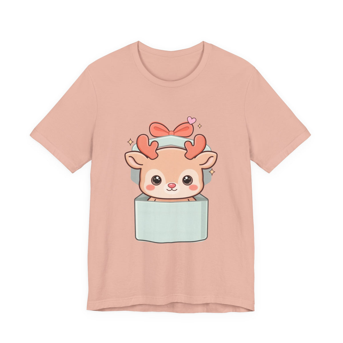 Kawaii Reindeer T-Shirt – Cute Gift Box Christmas Tee