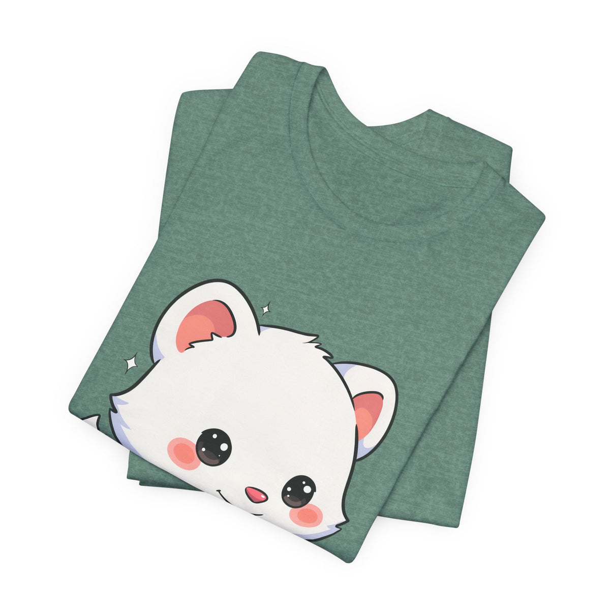 Kawaii Arctic Fox Sledding T-Shirt, Cute Unisex Tee