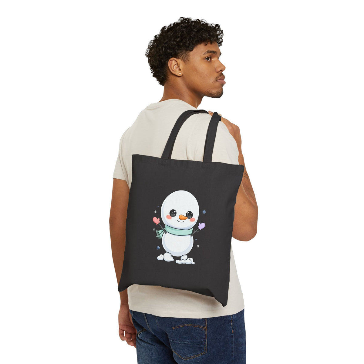 Kawaii Snowman Tote Bag for Cozy Winter Cheer