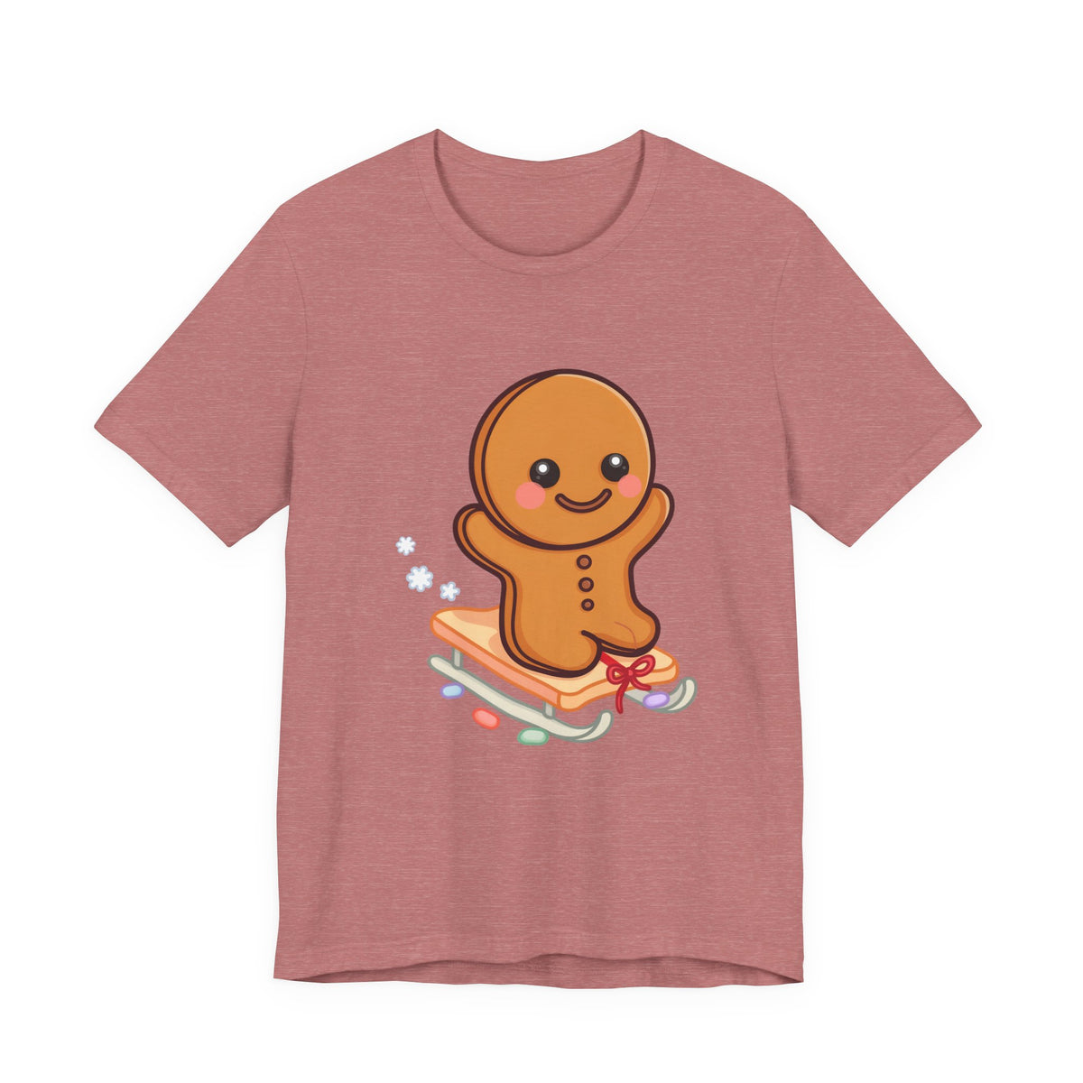 Gingerbread Man T-Shirt – Kawaii Holiday Sledding