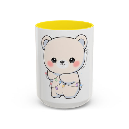 Kawaii Polar Bear Mug, Festive Holiday Gift