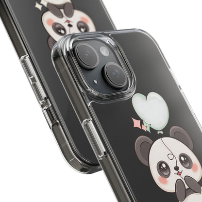 Kawaii Panda Clear Phone Case with Balloon