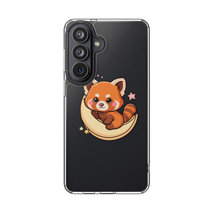 Red Panda Phone Case, Kawaii Moon Companion