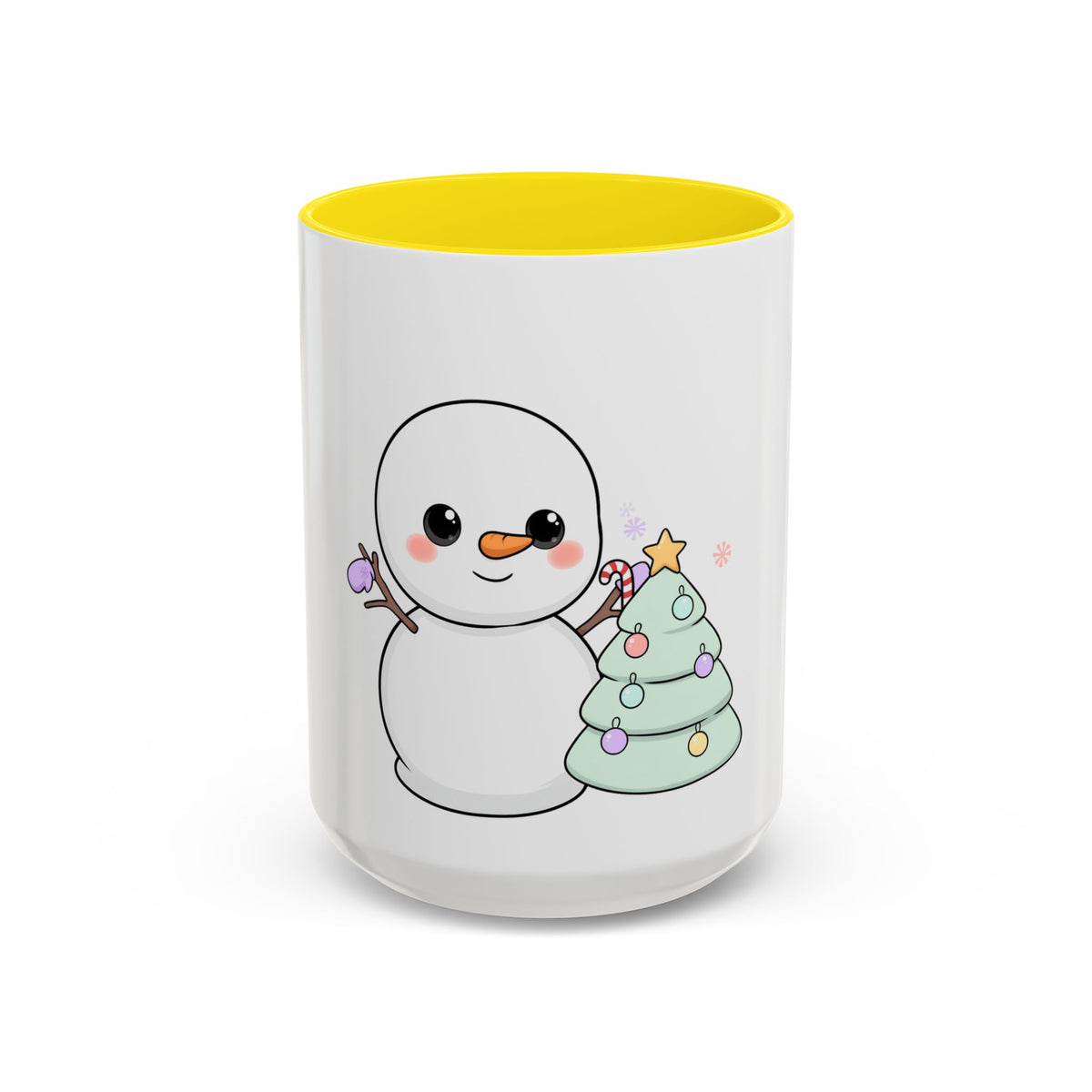 Kawaii Snowman Christmas Mug, Accent Coffee Mug