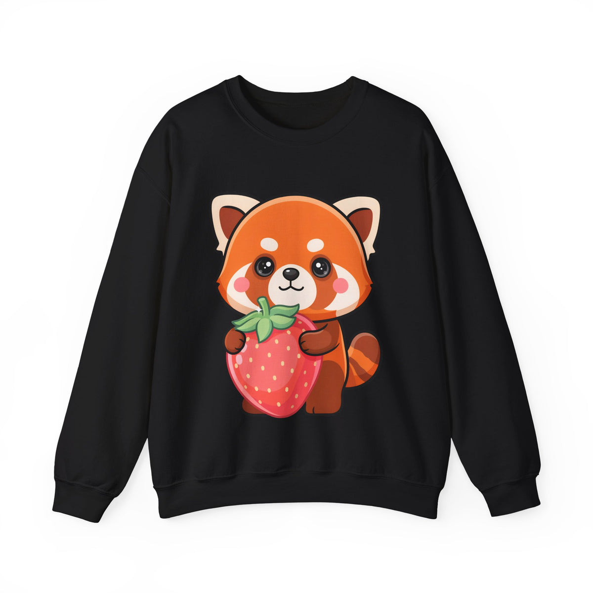 Kawaii Red Panda Sweatshirt, Cute Strawberry Hug Crewneck