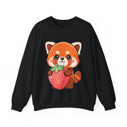 Kawaii Red Panda Sweatshirt, Cute Strawberry Hug Crewneck
