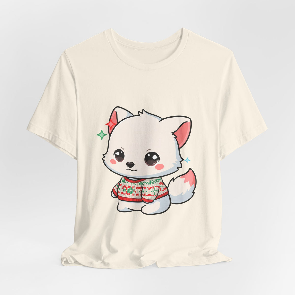 Kawaii Arctic Fox Christmas T-Shirt for Cute Holiday Fans