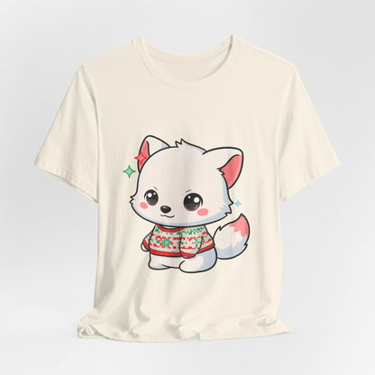 Kawaii Arctic Fox Christmas T-Shirt for Cute Holiday Fans