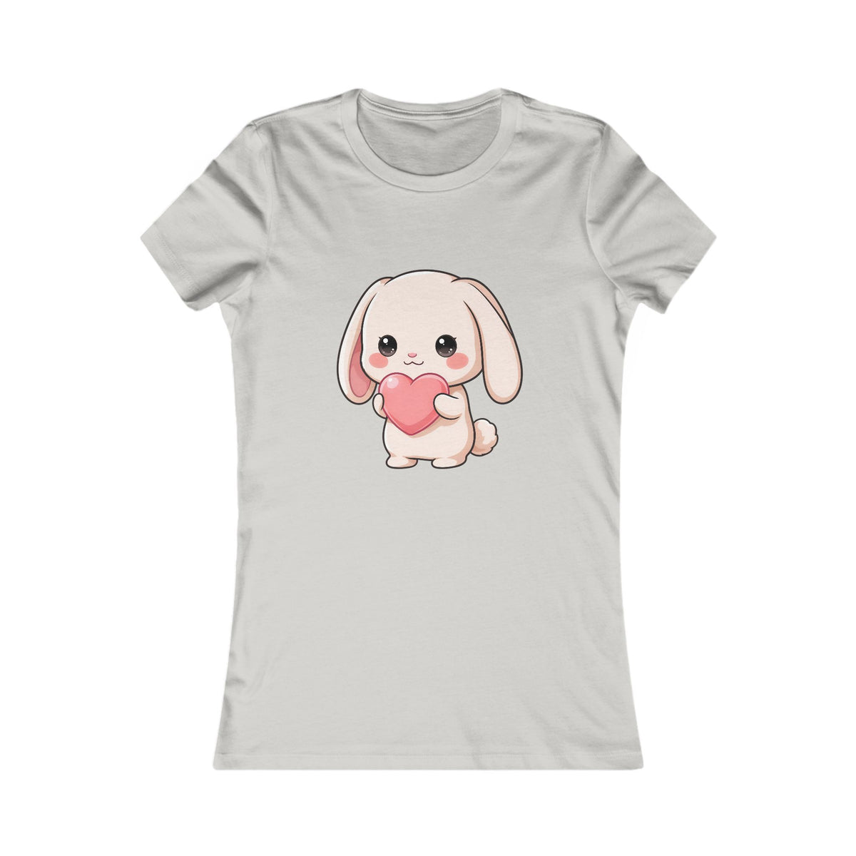 Kawaii Bunny Women's T-Shirt: Cute Heart-Loving Rabbit