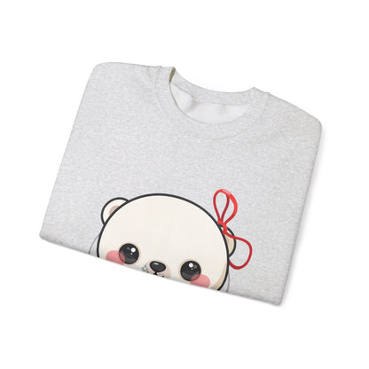 Kawaii Polar Bear Sweatshirt, Jingle Bell Holiday Crewneck