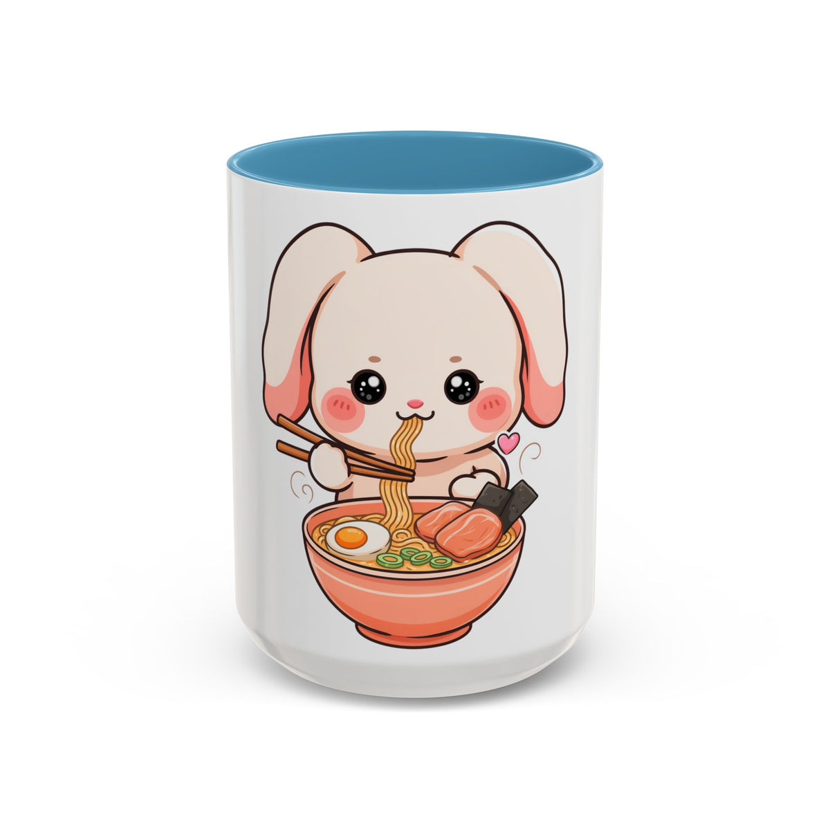 Kawaii Ramen Bunny Accent Coffee Mug, 11 oz or 15 oz