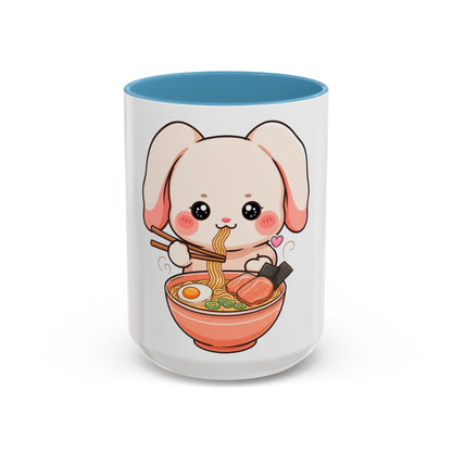 Kawaii Ramen Bunny Accent Coffee Mug, 11 oz or 15 oz