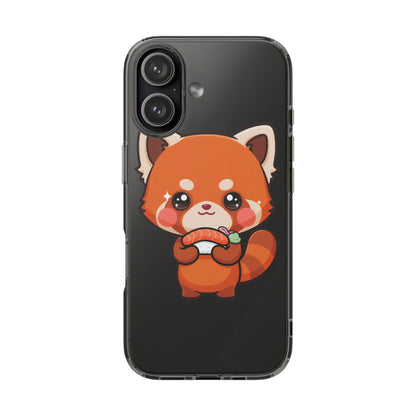 Red Panda Sushi Phone Case, Cute Kawaii Clear Case