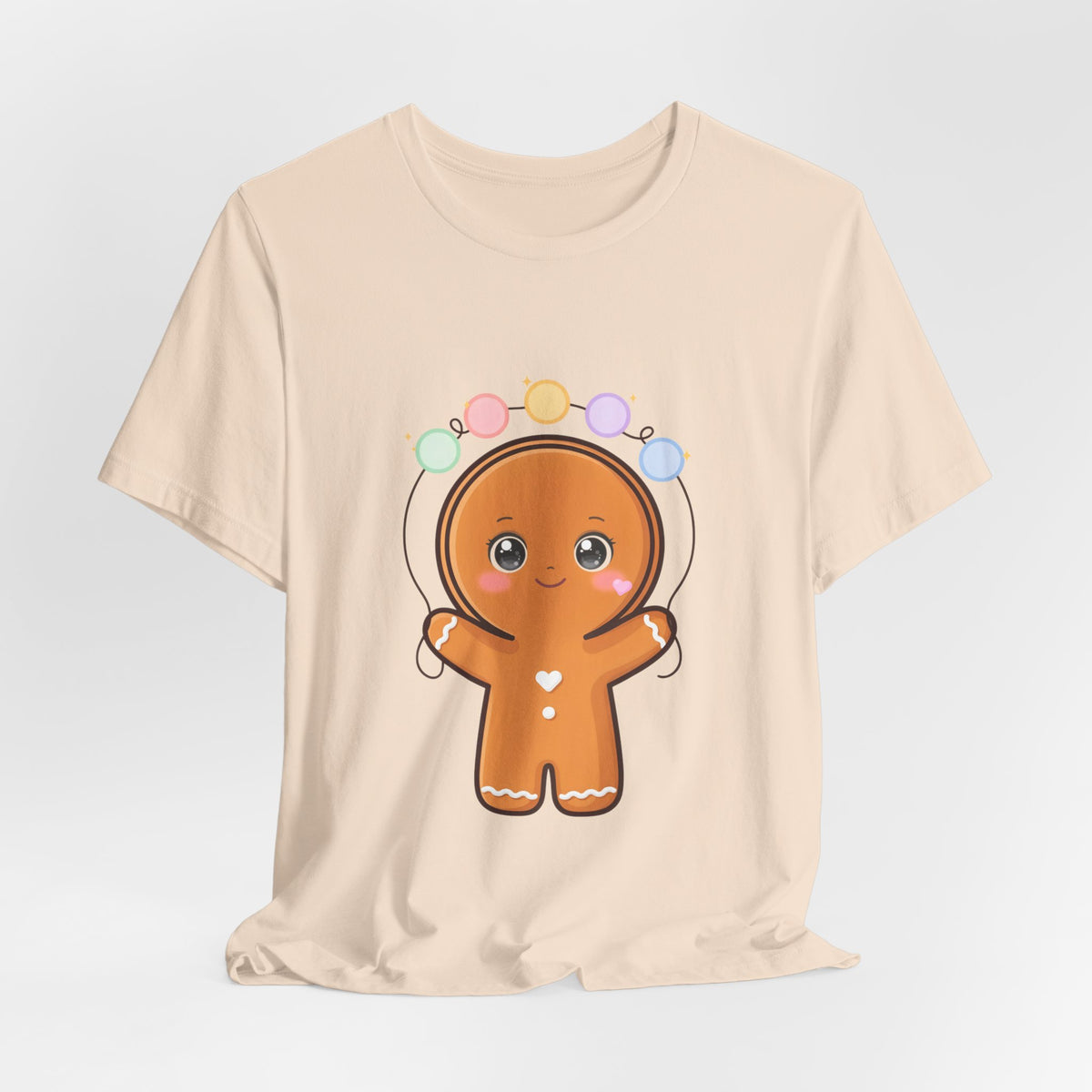 Kawaii Gingerbread Man Christmas T-Shirt, Cute Holiday Tee
