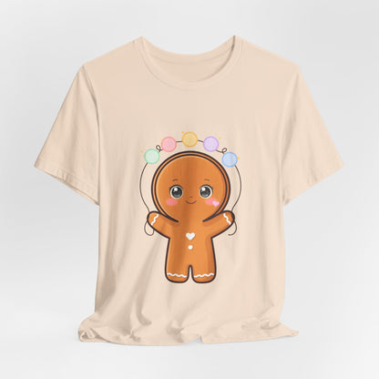 Kawaii Gingerbread Man Christmas T-Shirt, Cute Holiday Tee