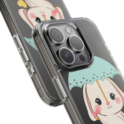 Kawaii Bunny Phone Case with Umbrella | Cute Clear Case