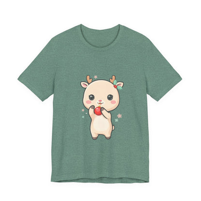 Kawaii Reindeer Christmas T-Shirt for Cute Holiday Style