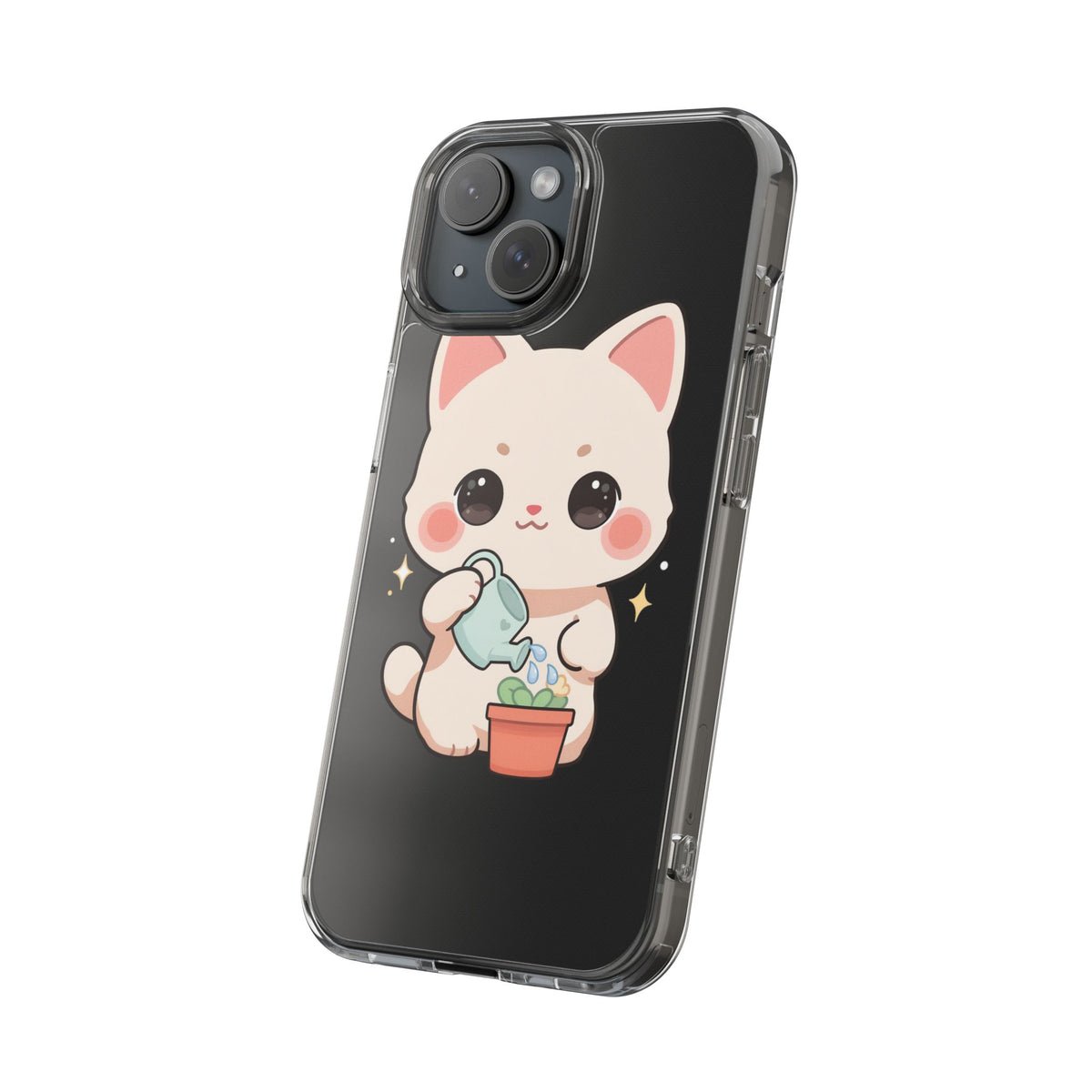 Kawaii Cat Phone Case, Cute Plant Lover Gift