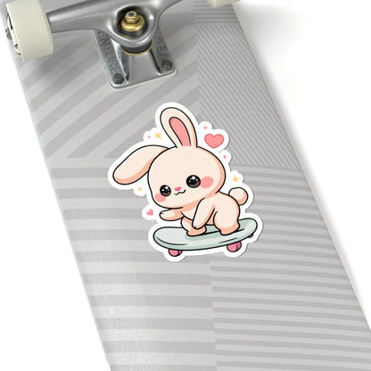 Kawaii Bunny Skateboard Sticker for Laptop and Journal