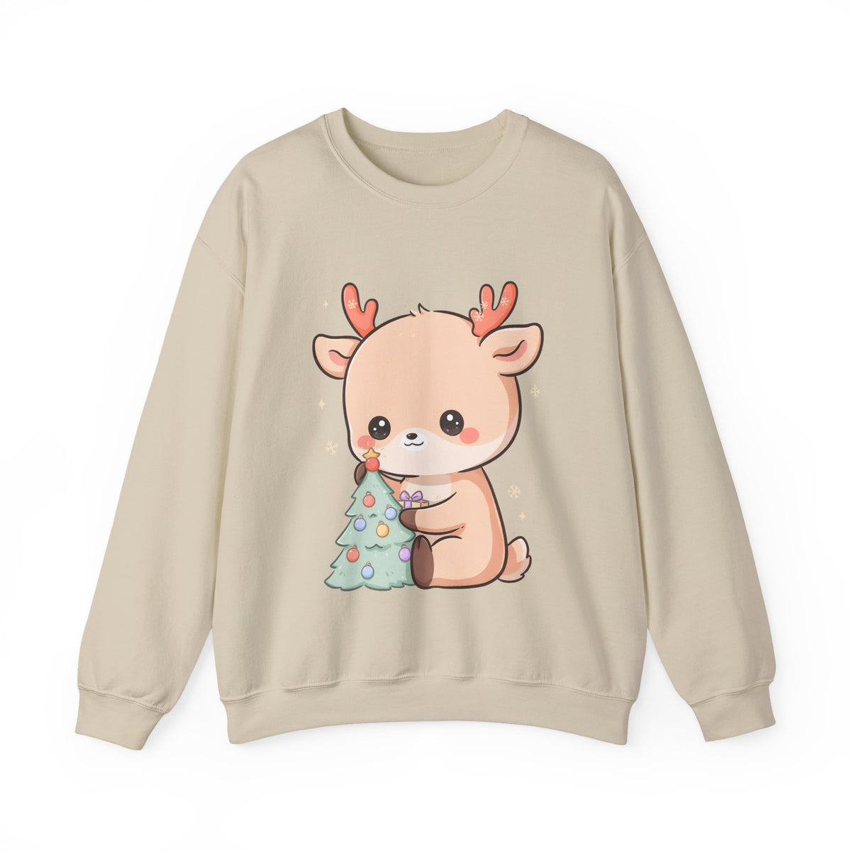 Kawaii Christmas Reindeer Sweatshirt, Cute Holiday Crewneck