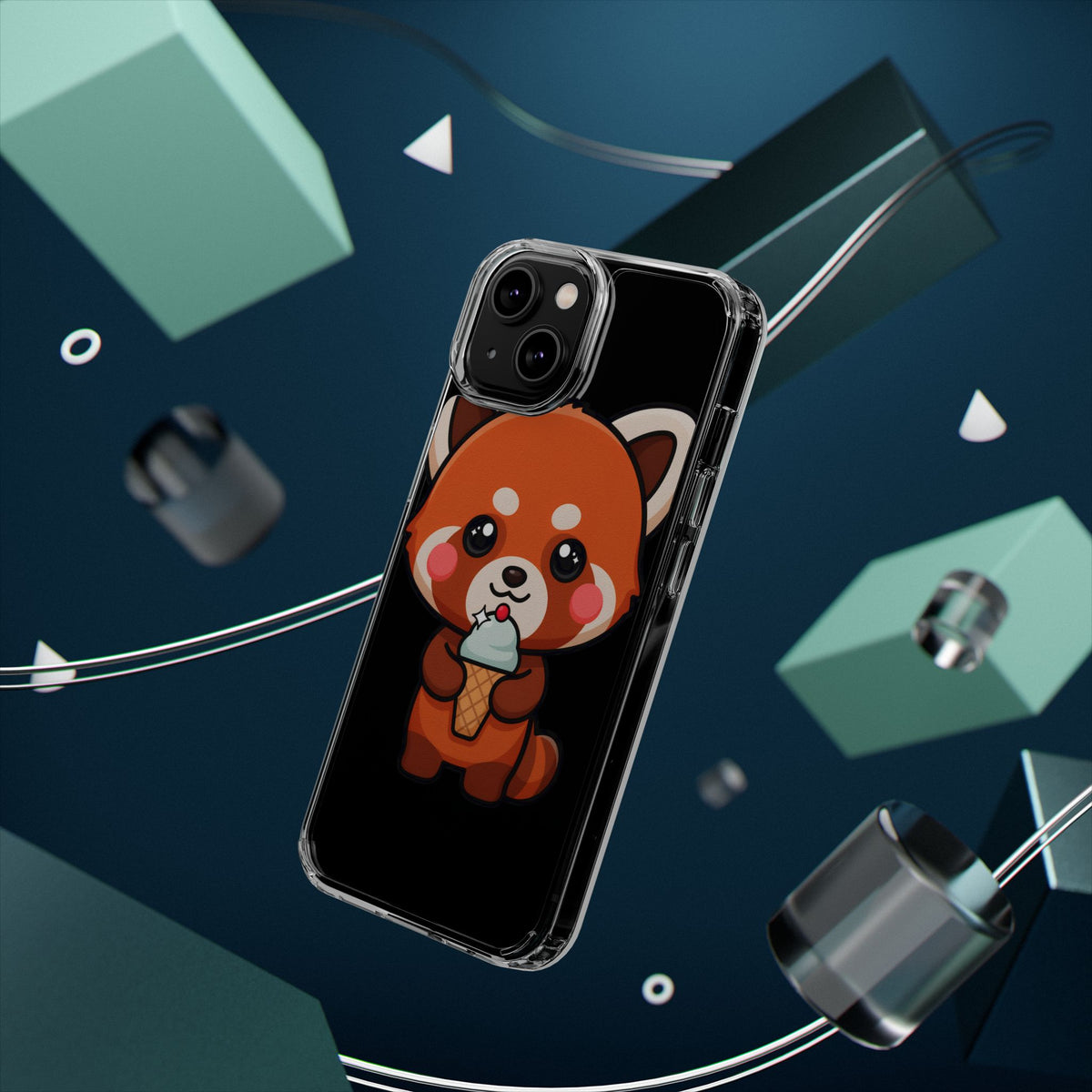 Kawaii Red Panda Phone Case with Ice Cream