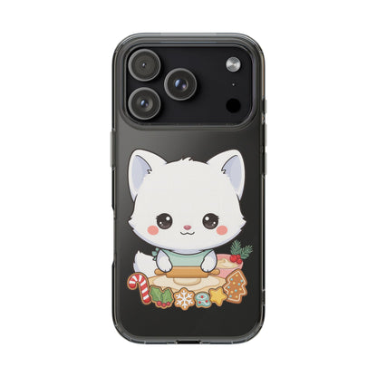 Christmas Fox Clear Phone Case, Kawaii Cookie Baker