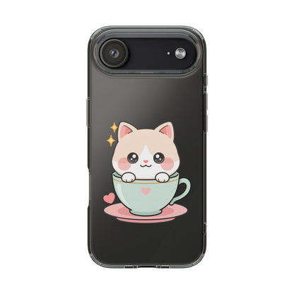 Kawaii Cat Phone Case, Cute Teacup Kitty Gift