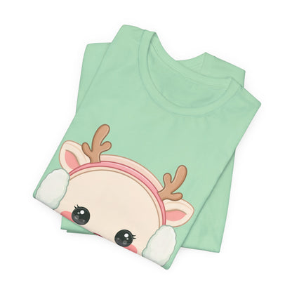 Kawaii Reindeer T-Shirt, Cute Winter Animal Tee