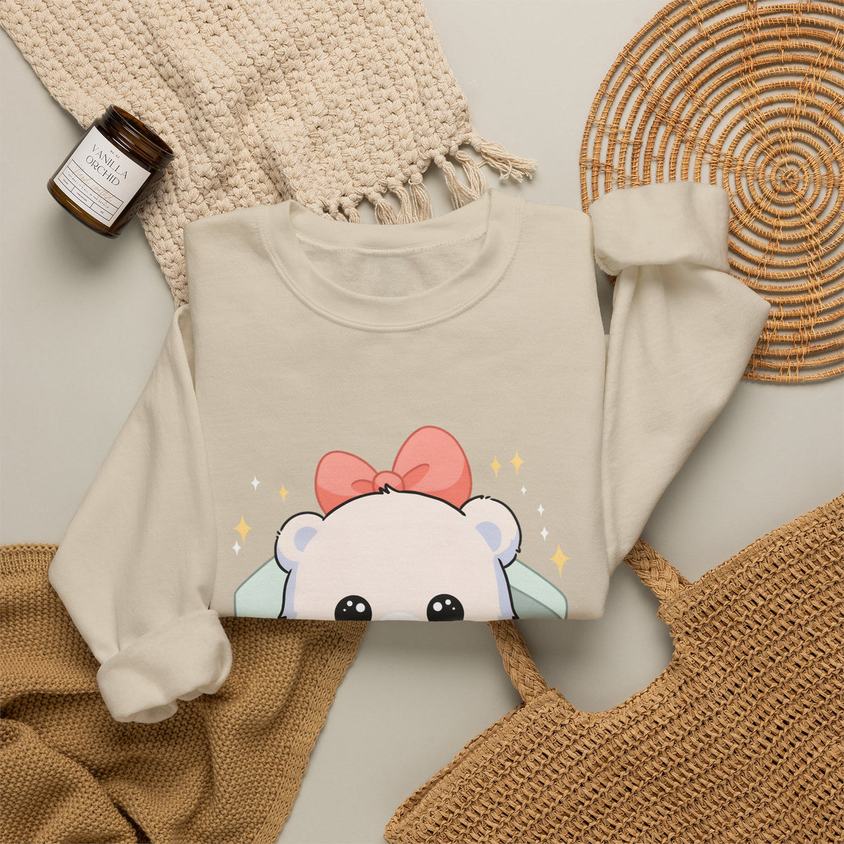 Kawaii Polar Bear Sweatshirt, Cute Gift Box Cub