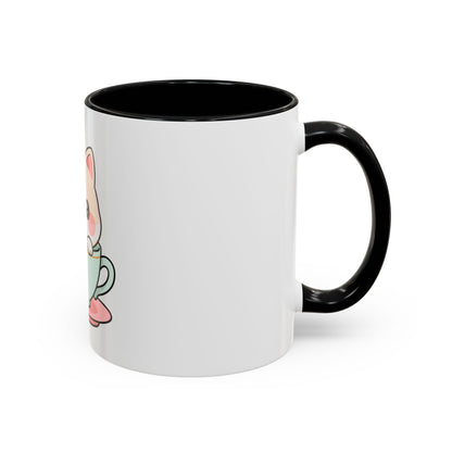 Kawaii Cat Coffee Mug, Cute Cat in Teacup Accent Mug